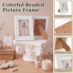 1 Pack 5 x 7 Picture Frame, Wood Beaded Boho Photo Frame, Vintage Photo Display - Image 4