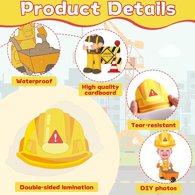 60pcs Construct Theme Cutouts Construction Helmet Bulletin Board Decorations - Image 3