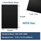 3 Pack Black Plastic Sheet 12x16x0.08 in Flexible High Tensile Plastic Sheets - Image 2