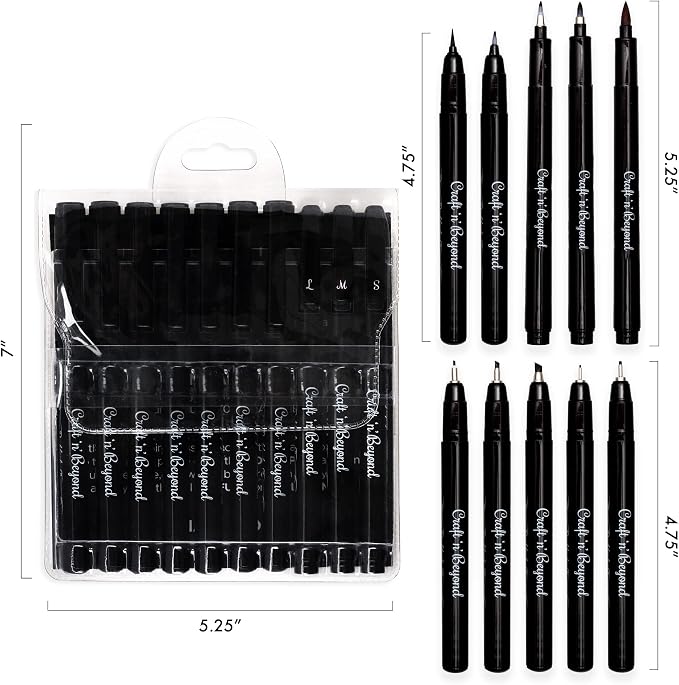 Craft 'n' Beyond Calligraphy Brush Pens Pack of 10 Markers - Image 7