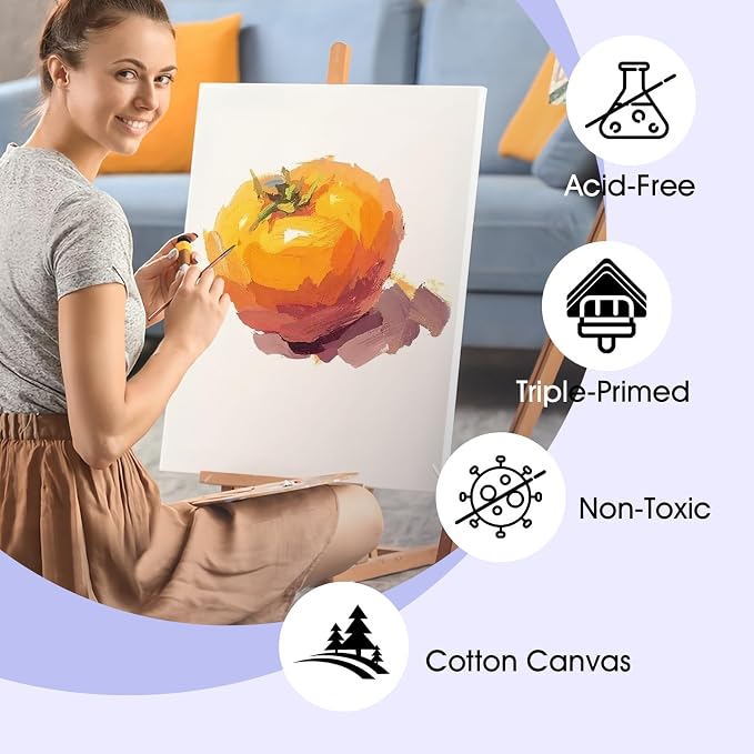 ESRICH Stretched Canvas for Painting 12x16 Inch, 16 Pack Blank Canvas Bulk-5/8 - Image 4