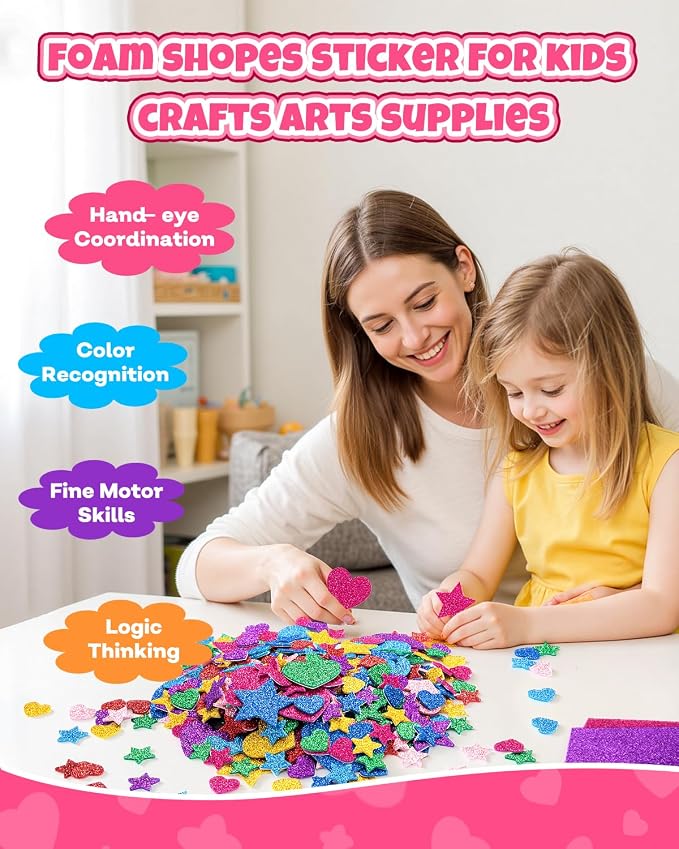 1024PCS Glitter Foam Stickers for Kids - Image 5