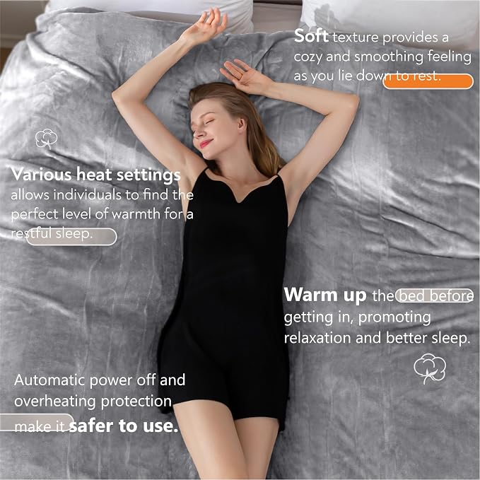 Wapaneus Heated Blanket Electric King Size 90"x100"-Dual Control - Image 2