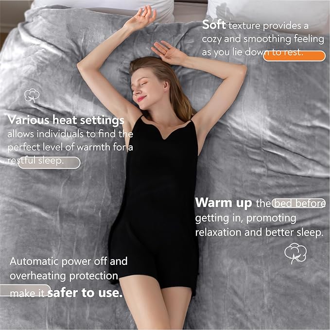 Wapaneus Heated Blanket Electric Blanket 62" x 84" Twin Size - Image 2