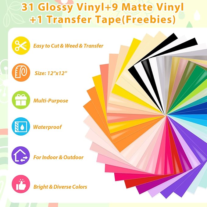 VINYL FROG Permanent Adhesive Vinyl Bundle 40 Pack Adhesive Vinyl Sheets - Image 2