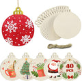 Hidreas 40 Pcs Unfinished Wood Ornaments DIY Round Wooden Ornaments Christmas by Hidreas