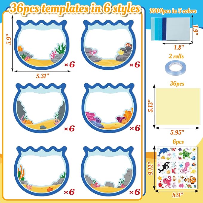 42PCS Summer Activities Crafts Bulk: Sea Animal Ocean Scene Paper Suncatchers - Image 4
