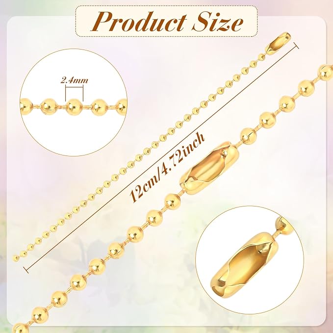 SANNIX 100Pcs Ball Beads Chain, Metal Hanging Chains 4.72 Inch Ball Chain - Image 2