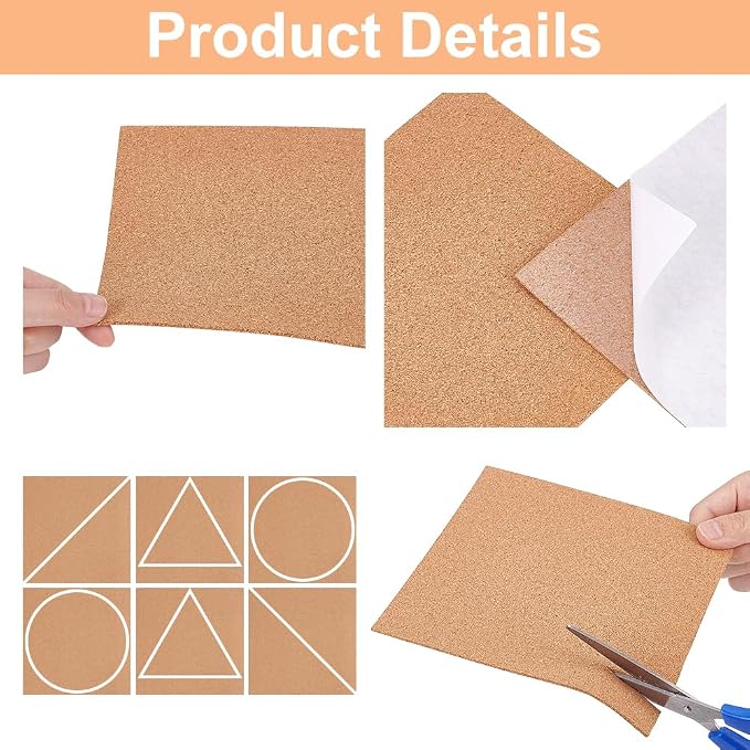 BENECREAT 8 Pack 8.3" x 11.8" Self-Adhesive A4 Size Cork Sheets Rectangle - Image 5