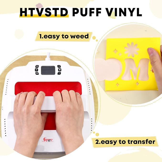 HTVSTD Neon Yellow Puff HTV Heat Transfer Vinyl 6pcs 12×10in | Vivid Color - Image 3
