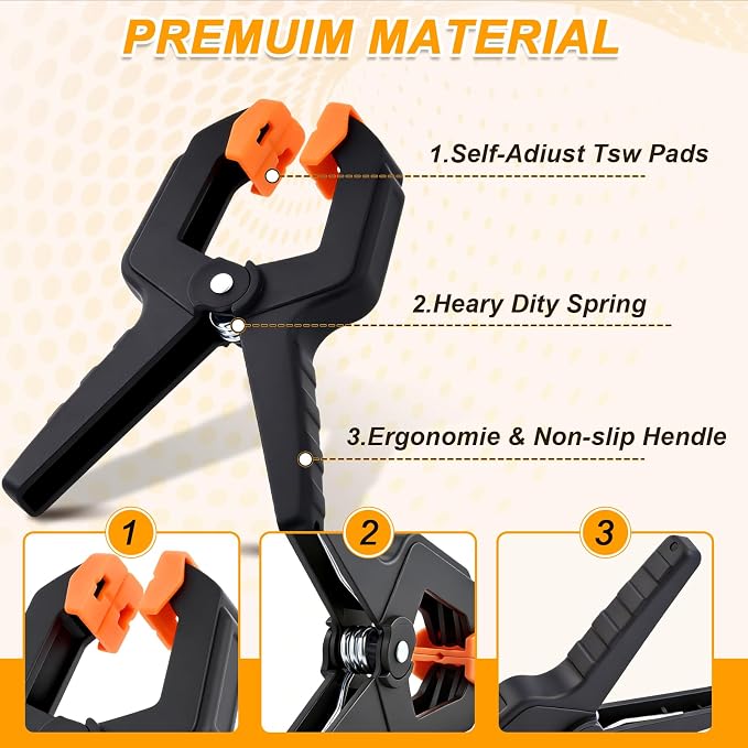 20 Pack Spring Clamps, Heavy Duty Plastic Woodworking Clamps & Multi-Use - Image 3