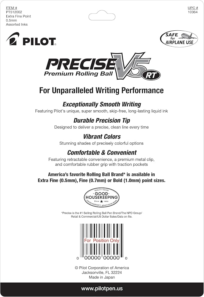 Pilot Precise V5 RT Refillable & Retractable Rolling Ball Pens, Extra Fine - Image 2