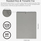 Fuxi Toned Gray Sketchbook 8.5x11, 60 Sheets Spiral Bound, Artist Sketch Pads - Image 2
