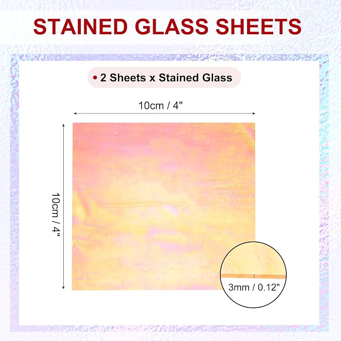 PATIKIL 4 x 4 Inch Transparent Stained Glass Sheets, 2 Sheets Mosaic Glass - Image 2