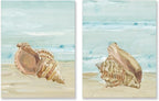 Nautical Seashell Wall Art Beach Wall Decor Ocean Theme Canvas Prints Aqua by JAPOART