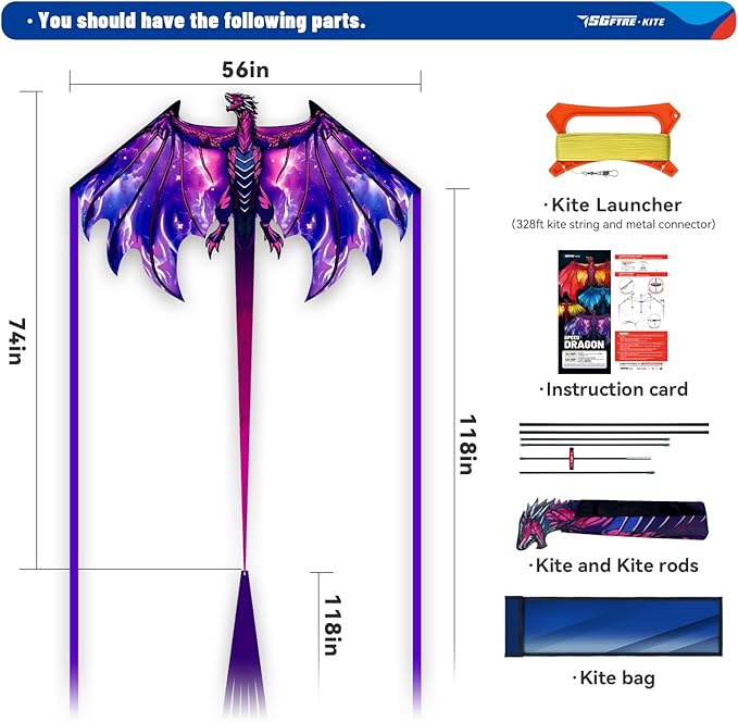 SGftre Complete Kite with Handle, Line & Accessories, Family Outdoor Activities - Image 5
