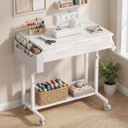 WINAZ Small Rolling Desk with Drawers & Storage - Image 6
