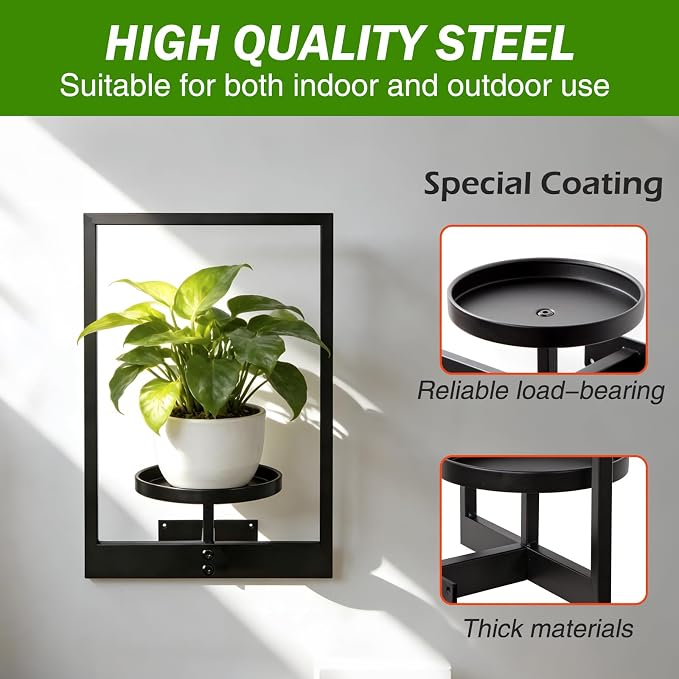 Picture Frame Wall Planters Set of 3, Modern Metal Hanging Shelves - Image 2