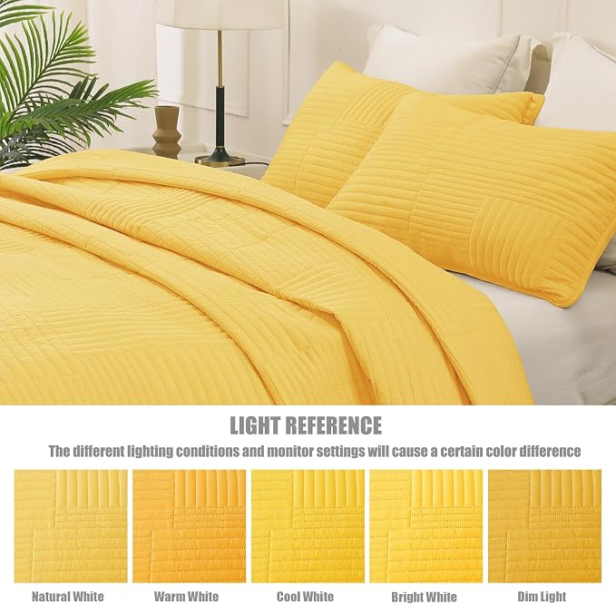 Whale Flotilla Ultra Soft King Quilt Bedding Set, Lightweight Microfiber Yellow - Image 5