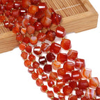 34pcs Natural Red Striped Agate Stone Beads - Image 3