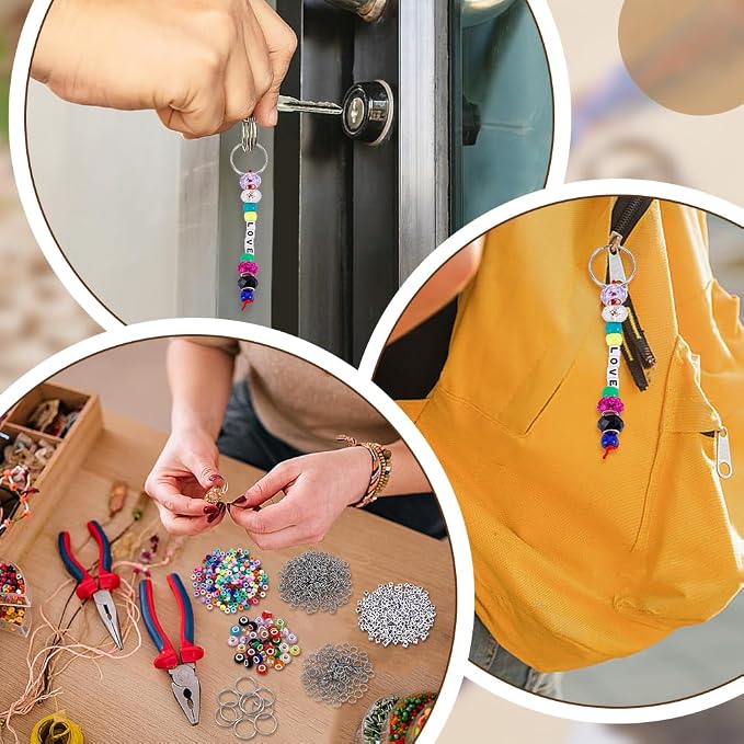CRAFTYMELODY 606Pcs DIY Keychain Making Crafts Kits Beaded Keychain Making Kit - Image 4