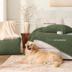 Andency Comforter Oversized King Olive Green 120x98, 3 Pieces Boho Winter - Image 5