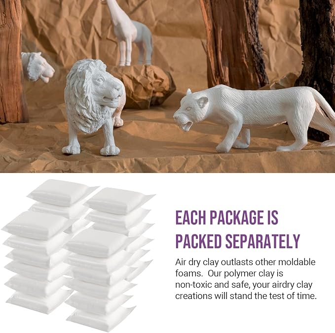 CALPALMY Air Dry Clay, Bulk 24-Pack White Moldable Foam Clay, Airdry Soft Clay - Image 6
