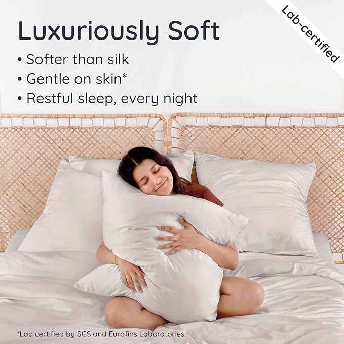 Bambaw 100% Viscose Derived from Bamboo Pillowcase King Size – Set of 2 Cooling - Image 4