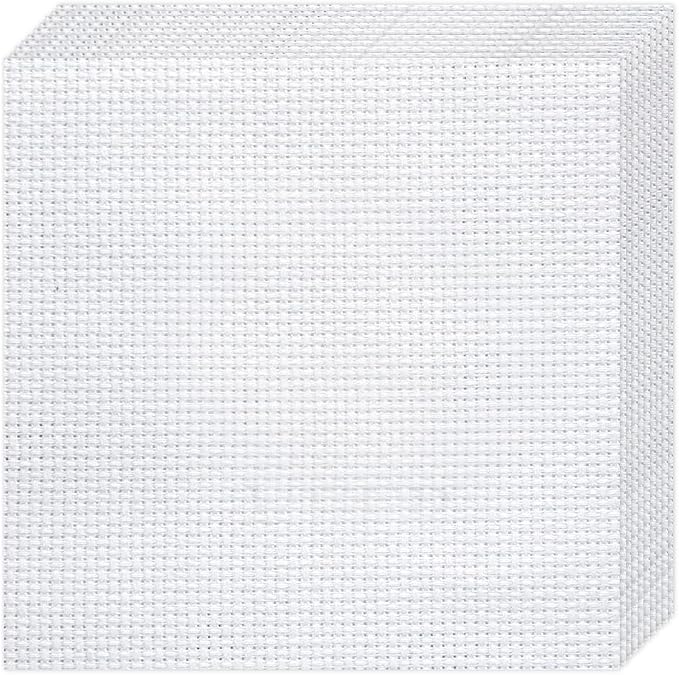 10 PCS White Aida Cloth 14 Count Cross Stitch Fabric | Pre-Cut Squares Fabric by Nitelemn