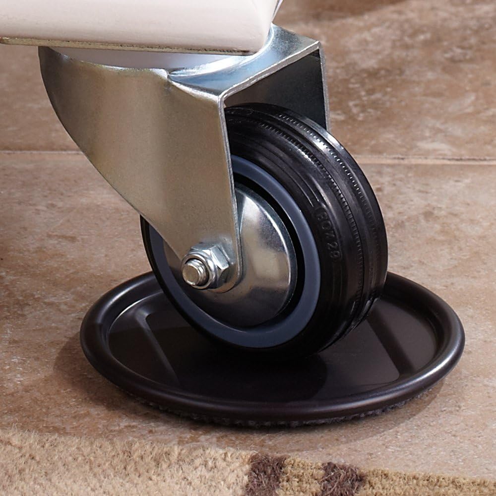 SoftTouch 2 1/2" Round Reusable Carpet Bottom Furniture Caster Cups to Protect Hardwood, Tile or Laminate Floors, Brown (4 Pack)