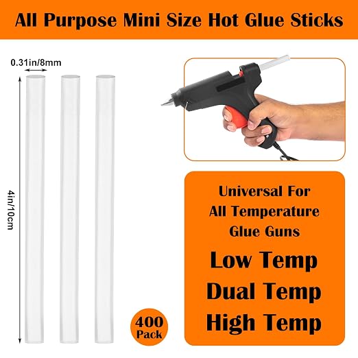 400 Pack Mini Hot Glue Sticks, 4 Inch and 8 mm Diameter High Viscosity - Image 2