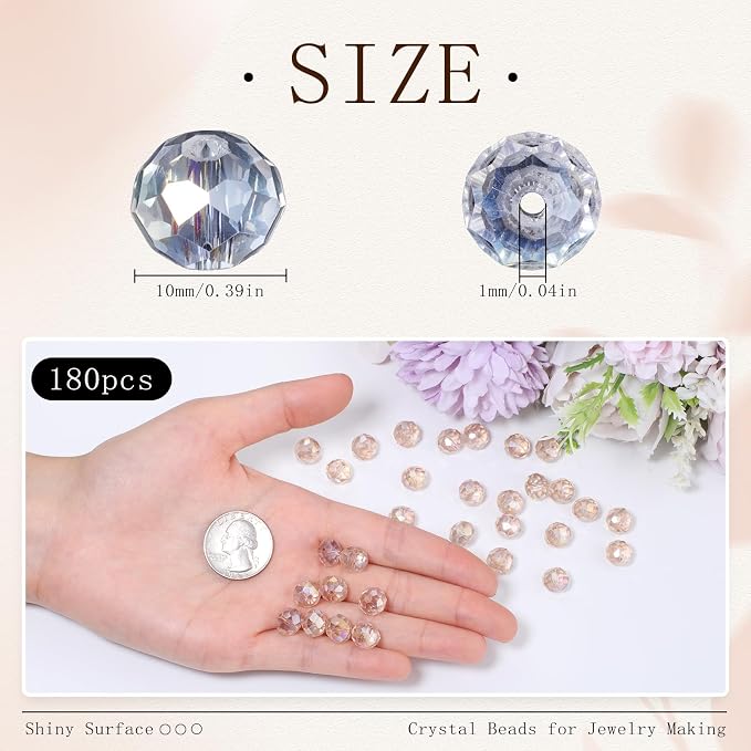 180pcs 10mm Crystal Glass Beads - Image 2