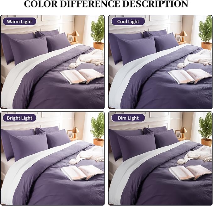 NEXHOME PRO 100% Washed Cotton Duvet Cover Full Size, Ogranic Natural Linen - Image 3