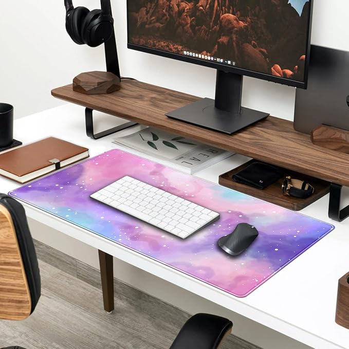 Desk Pad Purple Starry Sky Cute Gaming Mouse Pad Galaxy Gamer Girl Cute Pink - Image 4