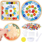 4Set DIY Glass Mosaic Tiles for Crafts, Mixed Color Mosaic Kit by SAYAYA