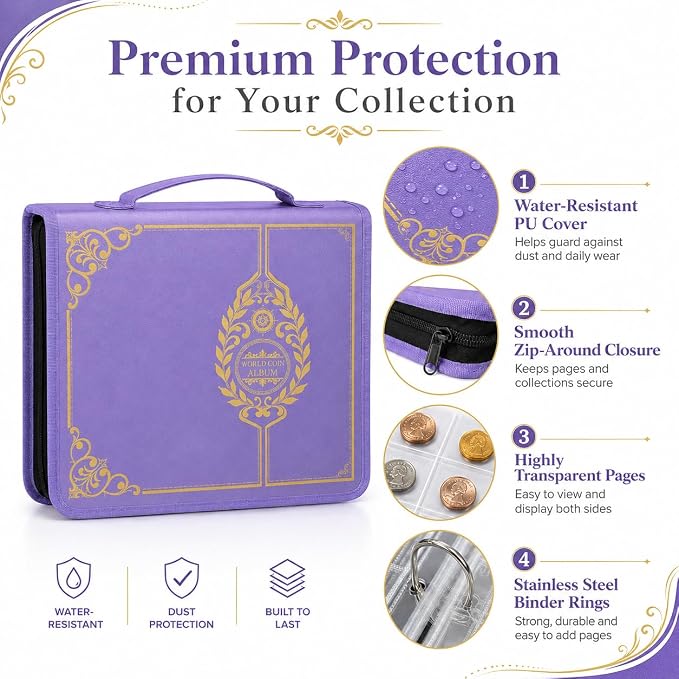 Coin Collection Book Holder for Collectors, 200 Pockets Collecting Album& 30 - Image 3
