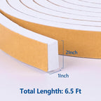 Kikerike Self Adhesive Foam Tape Weatherstrip 2In x 1In x 6.5Ft High Density - Image 2