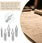 11PCS Comic Pen Nib Set, Oblique Calligraphy Dip Pen Set Fluid Writer Pen - Image 3