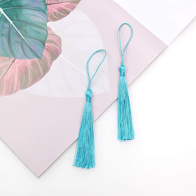 VAPKER 100 Pieces Light Blue Color 13cm/5-Inch Silky Handmade Soft Tassels - Image 4