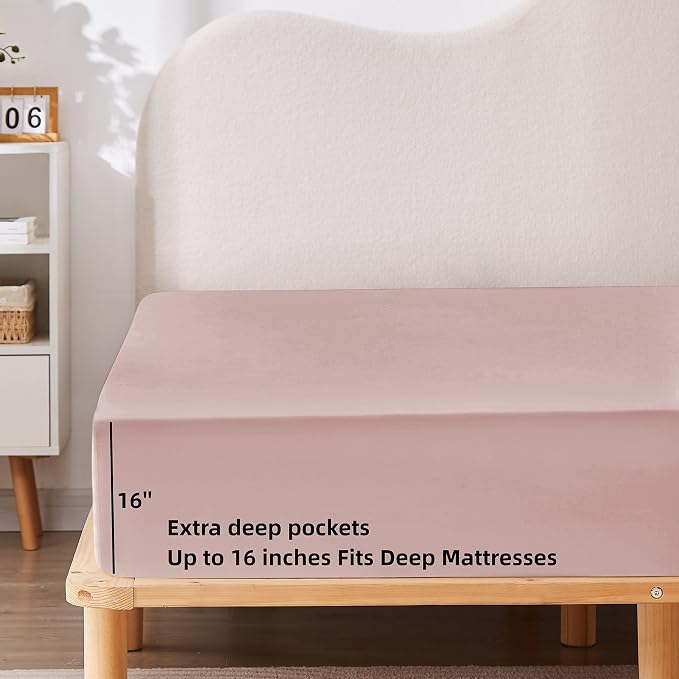 HBHLFZ Queen Fitted Sheet Only, Soft Breathable Bottom Sheet - Image 3