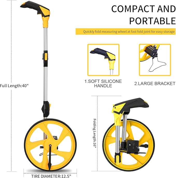 Zozen Measuring Wheel in Feet and Inches, Double Collapsible, Mechanical | - Image 3