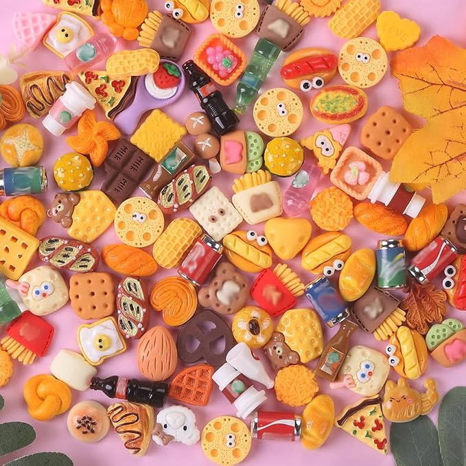 DULEFUN 100pcs Miniature Foods Drink Bottles Toys, Mixed Mini Resin Food Drinks - Image 4