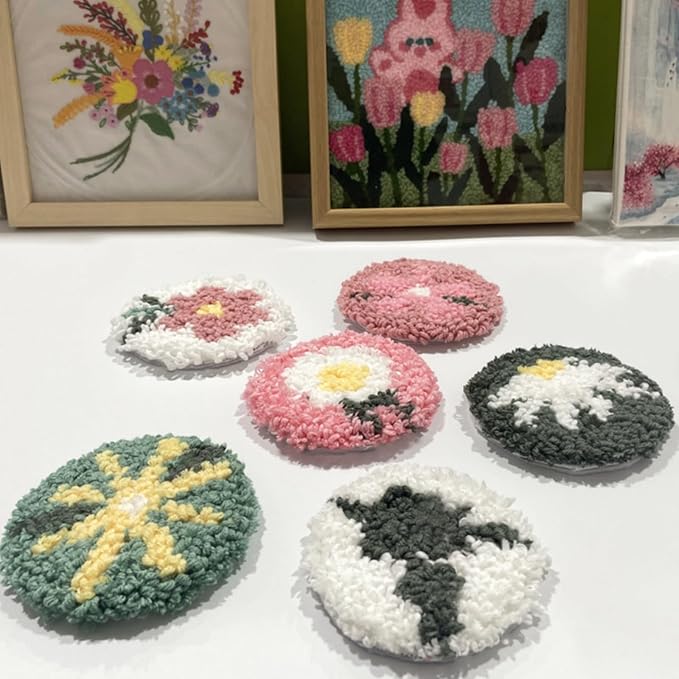Avtytsda 6PCS Punch Needle Coaster Kit, Easy Punch Needle DIY Embroidery Set - Image 4