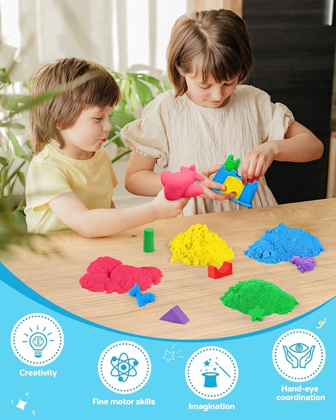 AtMini Play Sand for Kids, 11lbs of 6 Colored Sands, Magic Sand Bulk, Play Sand - Image 4