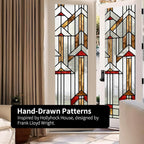 Original Hand Drawn Stained Glass Window Film Amber Geometry Patterns Inspired - Image 2