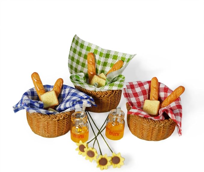 Miniature Food Dollhouse Accessories Garden Decor 1:12 Scale Bread Honey Picnic - Image 5