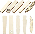 50 pcs 5 Styles Blank Theme Unfinished Wood Cutout Bookmarks Feather Flower by Gythara