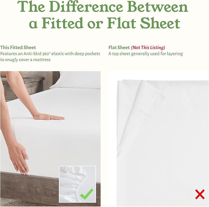 California Design Den 100% Organic Twin Fitted Only, Percale Cotton Fitted Sheet - Image 5