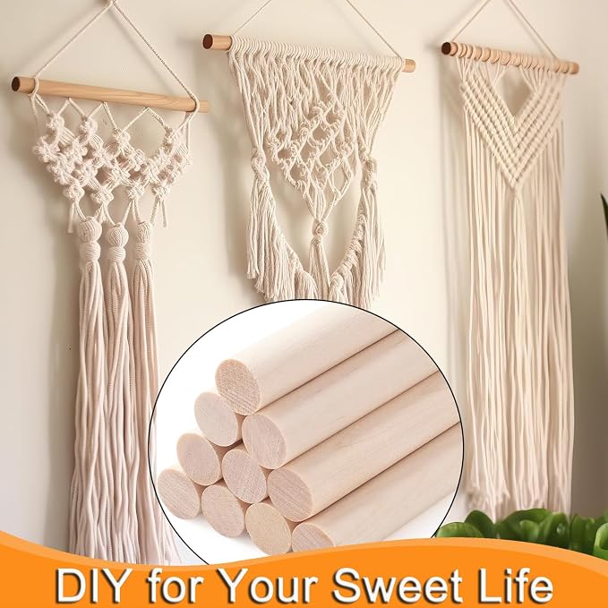 Yaliuliu 6PCS Dowel Rods Wood Sticks, 1x12 Inch Unfinished Round Wooden - Image 5