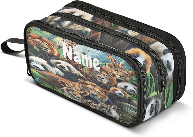 Custom Animals Pencil Case Box Boys Girls Personalized Name Large Pencil Pouch by BOENLE-WELCOMEYOURCOMING